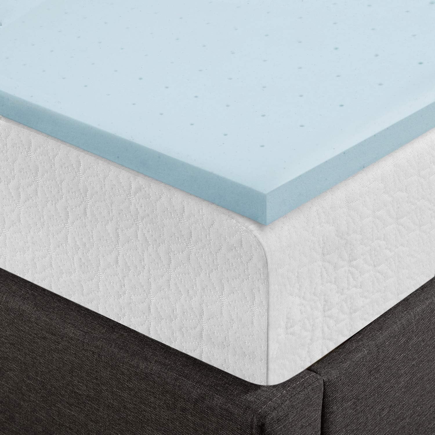 Best Price Mattress Mattress Pad with Cooling Gel Infusion CertiPUR-US Certified, Queen, Blue: Home & Kitchen