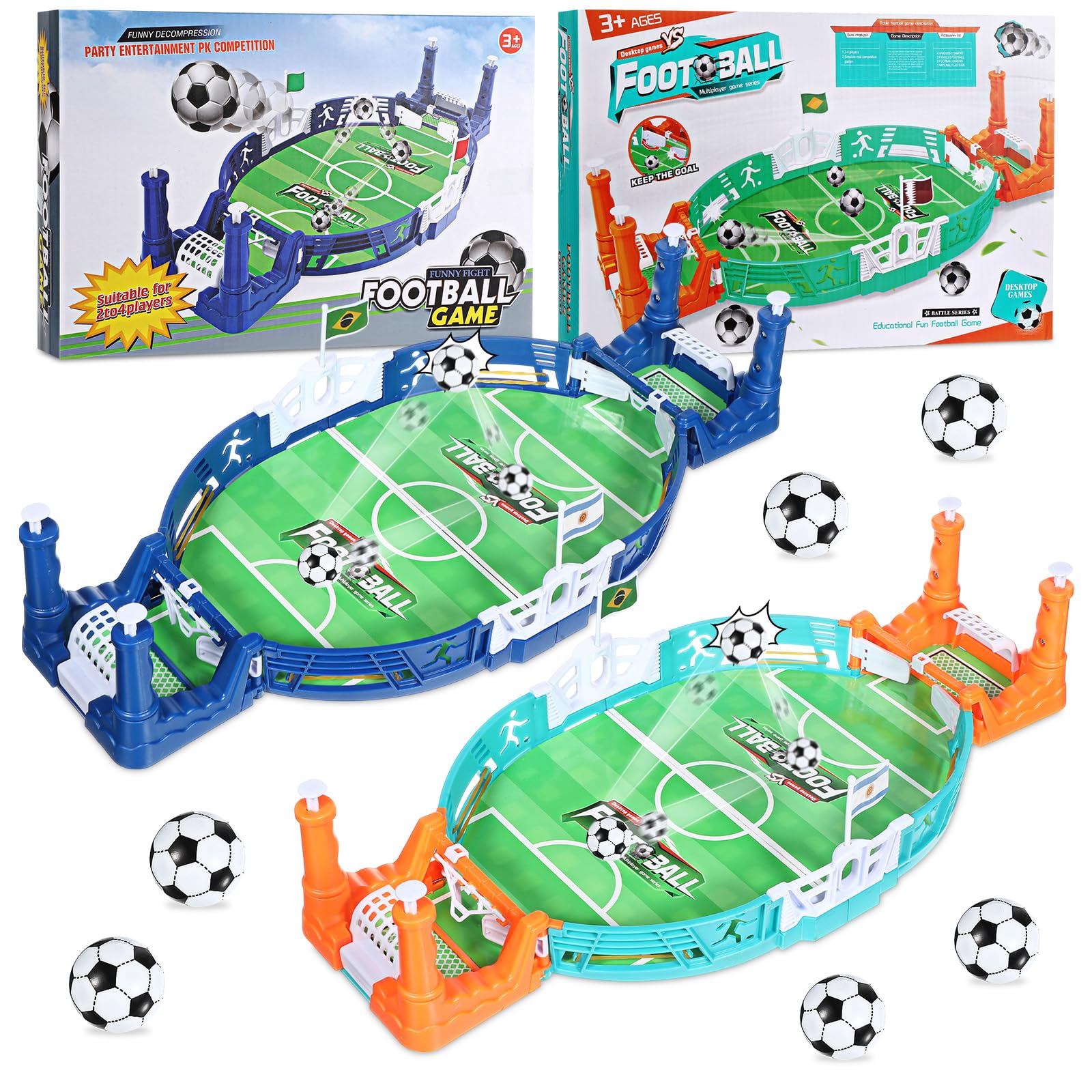 Photo 1 of 2 Set Mini Soccer Board Game for Kids Soccer Gifts, Foosball Table Football Pinball Interactive Sports Game for Adults Boys Girls Family Playroom Night Party