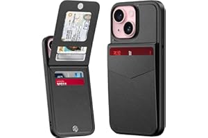 Bemal for iPhone 13 Wallet Case, Built-in Card Holder, RFID Blocking, PU Leather Kickstand, Magnetic Closure, Durable Shockproof Phone Cover for Women and Men, 6.1", Black