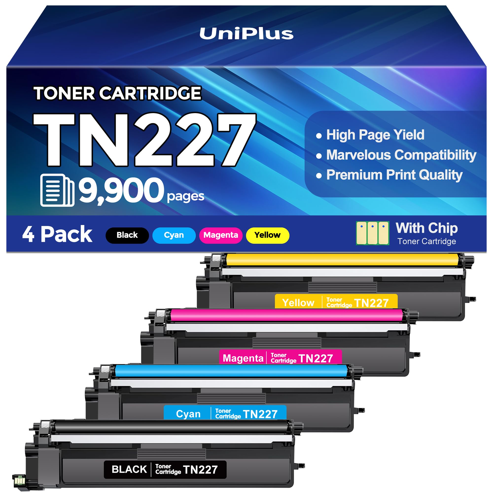 Photo 1 of TN227 Toner Cartridges 4 Pack (9900 Pages) Compatible with HL-L3270CDW MFC-L3770CDW for Brother TN227 TN223 Toner Work with HL-L3270CDW L3210CW L3230CDW L3230CDN L3290CDW MFC-L3710CW L3750CDW Printer1063280910
