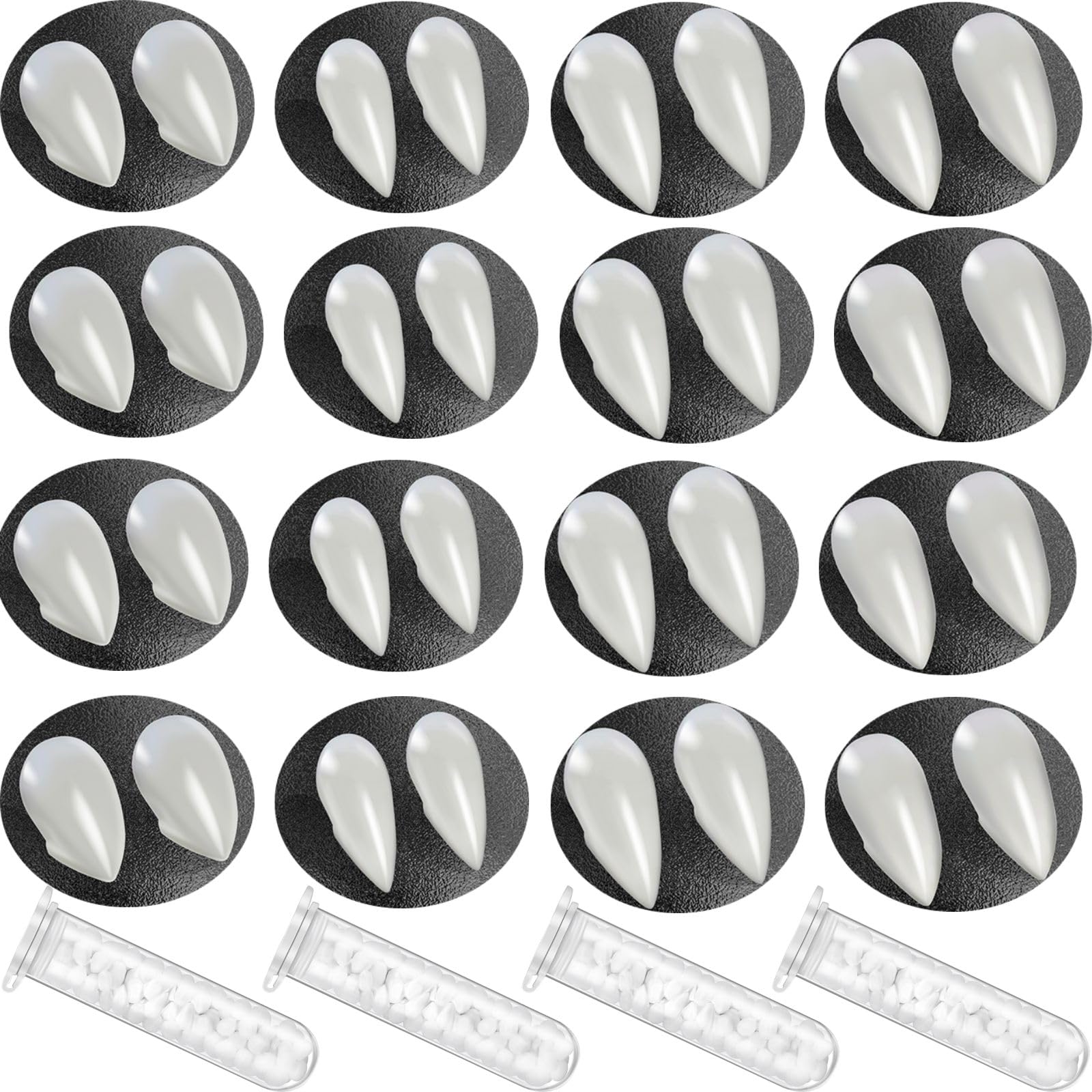 Photo 1 of 16 Pairs Vampire Teeth for Cosplay-4 Size Fake Fangs with 4 Tube Solid Adhesive for Halloween Props, Anime Party Dress Up Costume Masquerade Accessory Gift for Christmas Party