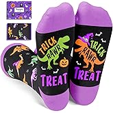 HAPPYPOP Halloween Horror Dino Ghost Socks - Spooky Witchy Pumpkin Gifts Kids Teens Adults
