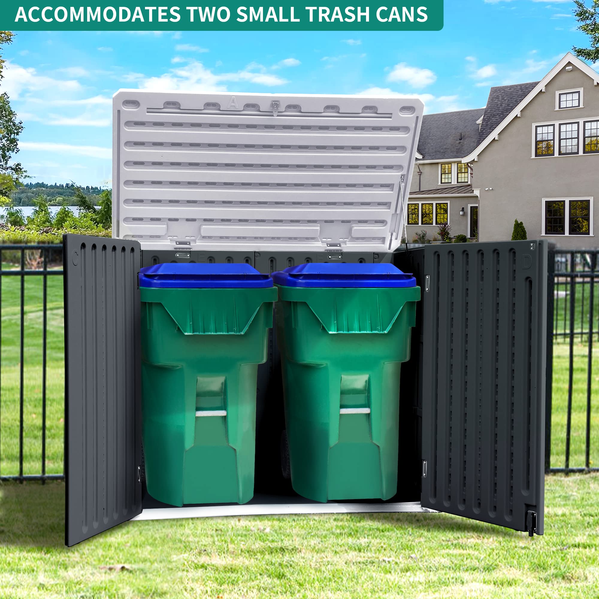 YITAHOME Outdoor Horizontal Storage Sheds W/o Shelf, Weather Resistant