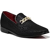 ARK1 Men's Vintage Satin Silky Floral Fashion Dress Loafer Slip On Tuxedo Formal Dress Shoes Designer