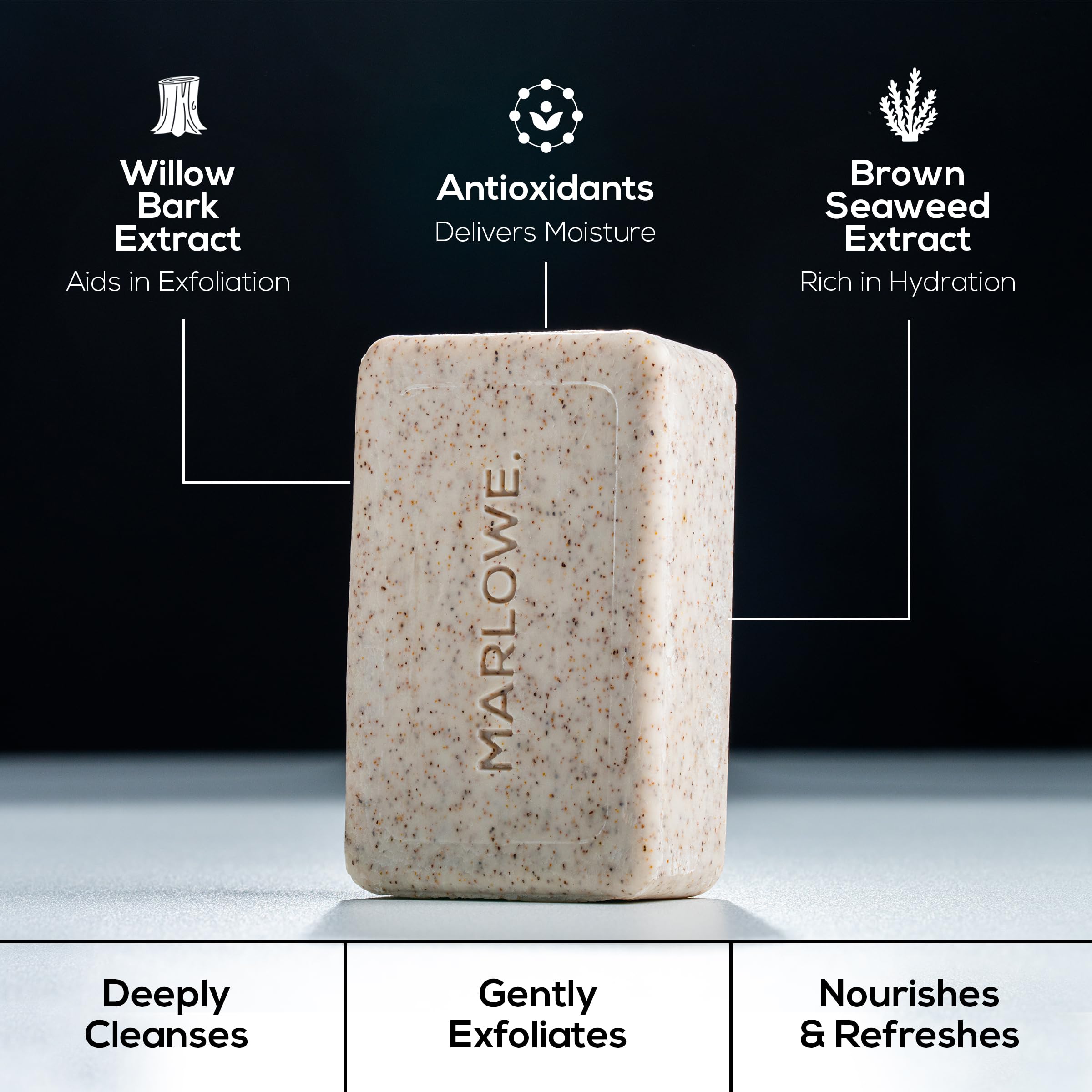 MARLOWE. No. 102 Body Scrub Soap 7 oz, Exfoliating Soap Bar with Shea Butter, Olive Oil & Green Tea Extracts, Cleanses, Smooths & Revitalizes Skin, Original Sage & Fir Scent