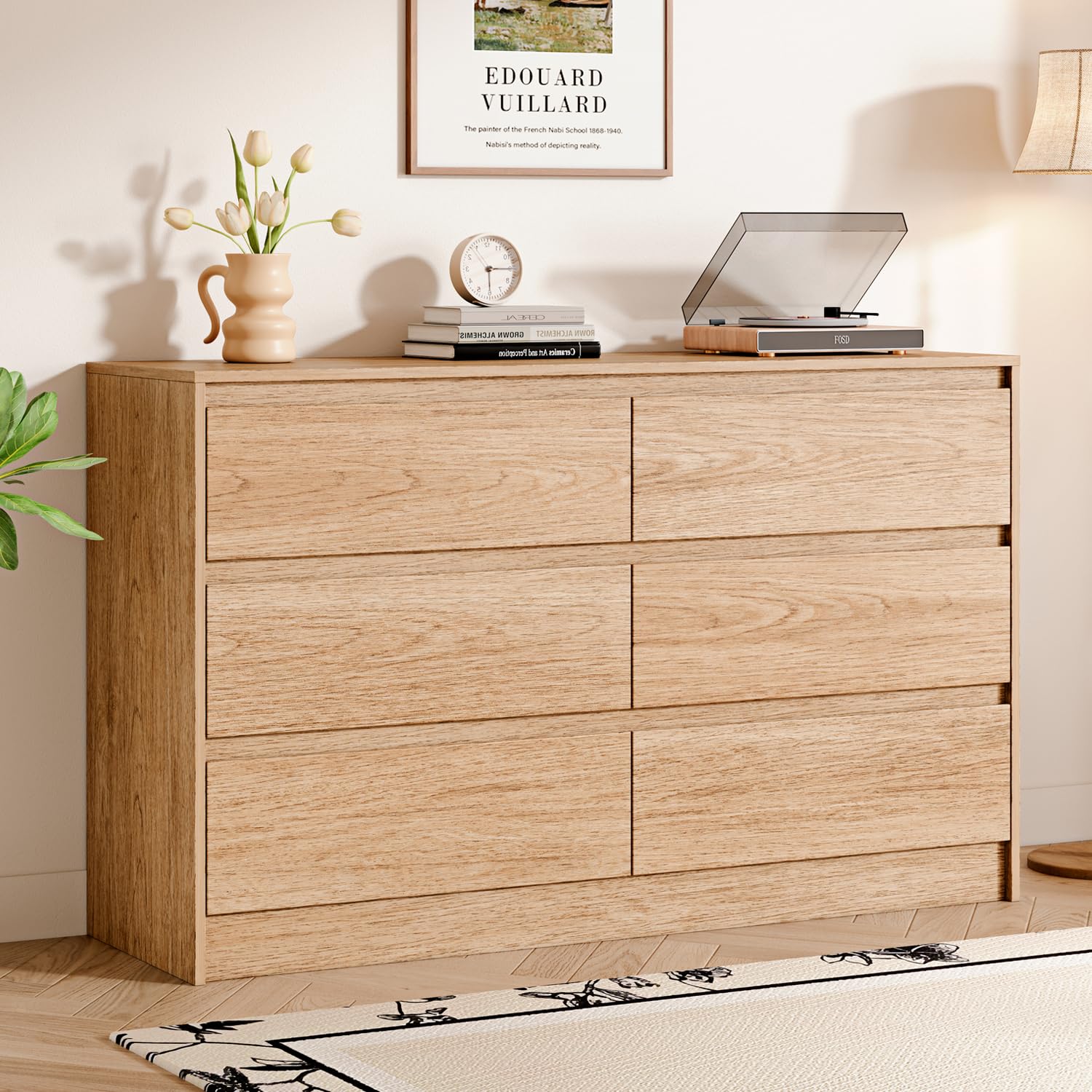 Chrangmay 6 Drawer Dresser,47" Wide Mid Century Chest of Drawers,Wooden ...