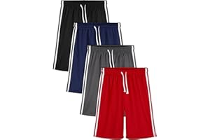 Poroka 4 Pack Boys Athletic Shorts Basketball Shorts Toddler Boys Shorts Boys Mesh Quick Dry Shorts for Summer