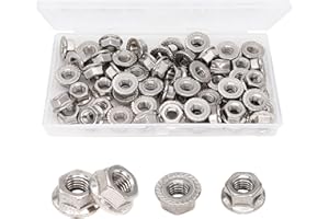 cSeao 60pcs M8 x 1.25mm Serrated Flange Nuts 304 Stainelss Steel Flange Lock Nuts