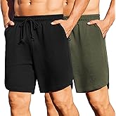 COOFANDY Men's 2 Pack Gym Shorts 7 inch Athletic Workout Shorts Drawstring Sweat Shorts with Zipper Back Pocket