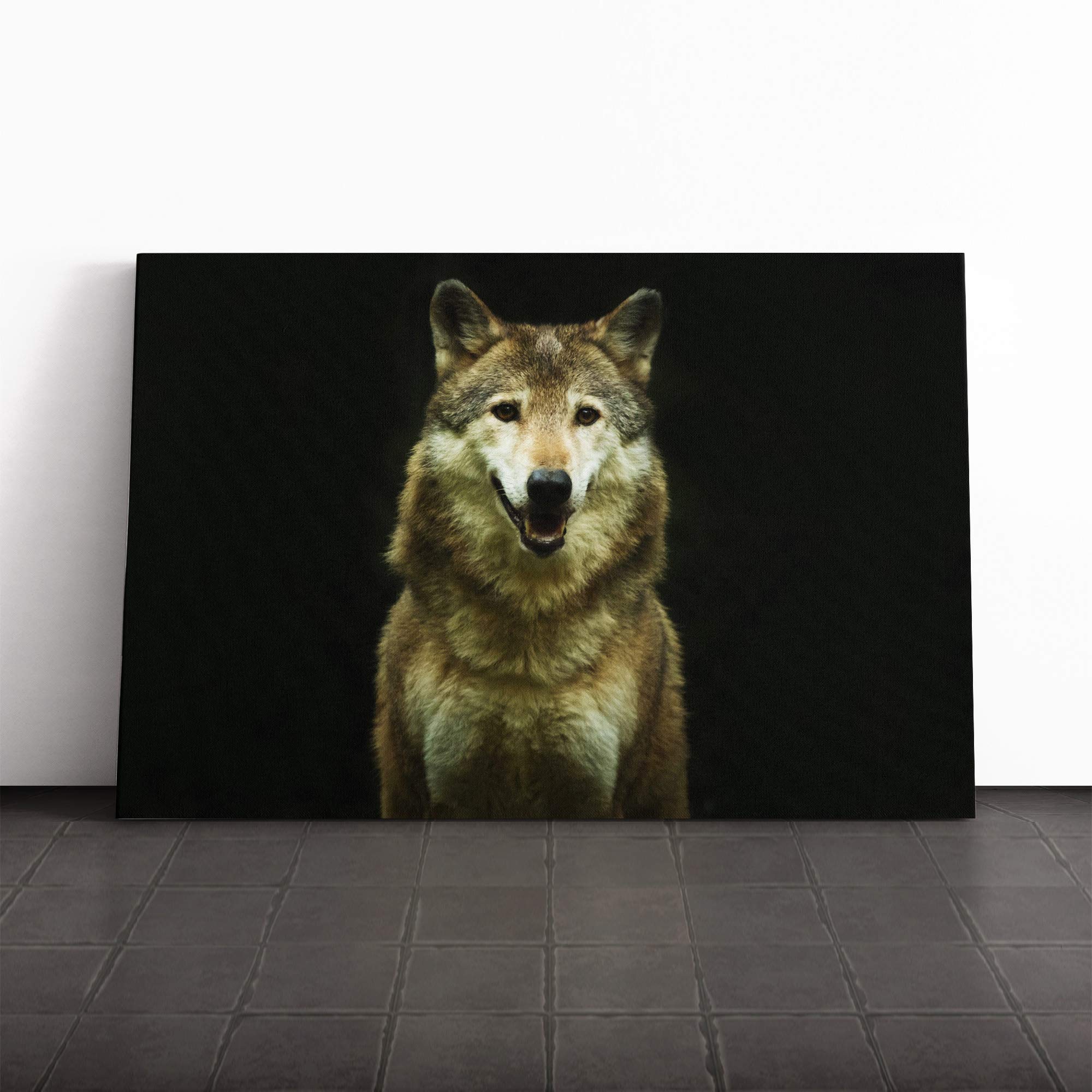 Wolf (3) Canvas Print | Gallery Wrapped 30mm Frame Wall Art | 20x14 inches | Ready to Hang | Modern Animals Picture | Living Room Bedroom Lounge Office