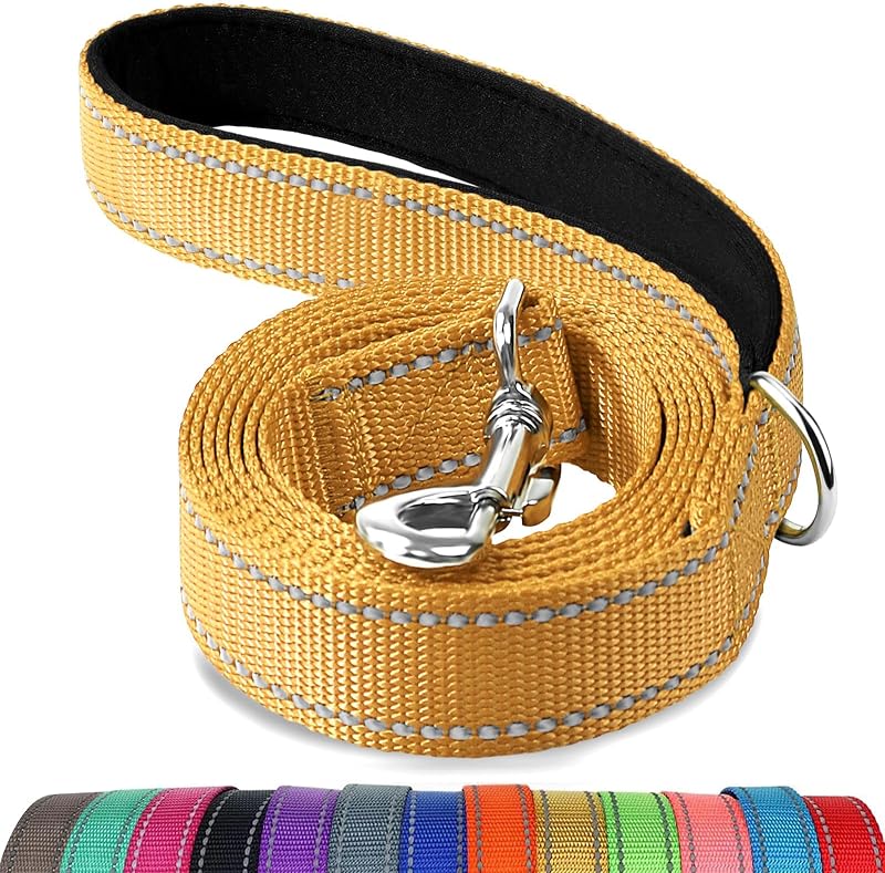 Joytale Padded Handle Dog Lead Double-Sided Reflective Nylon 1.2m Khaki