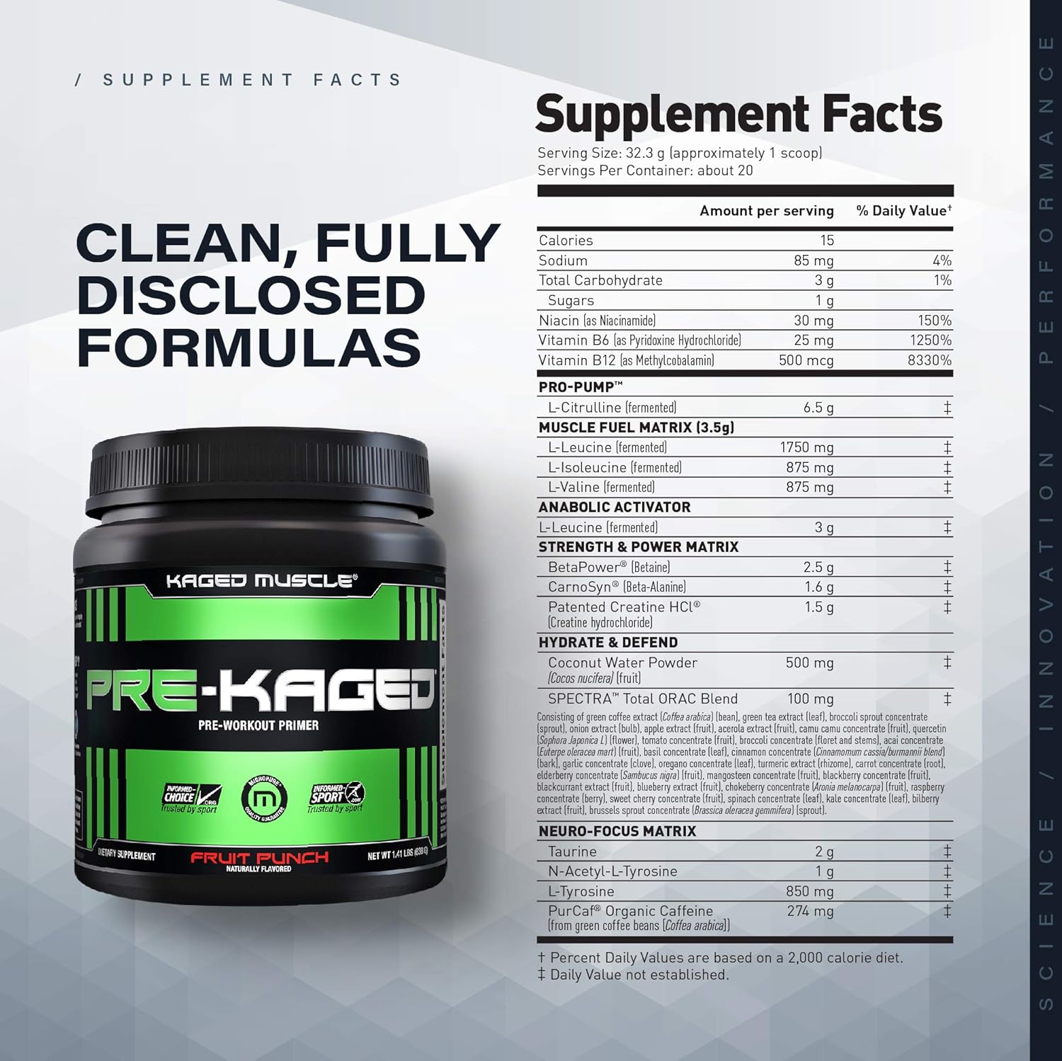 Pre Workout Powder; KAGED MUSCLE Preworkout for Men & Pre Workout Women, Delivers Intense Workout Energy, Focus & Pumps; One of the Highest Rated Pre-Workout Supplements, Fruit Punch, Natural Flavors: Health & Personal Care