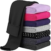 Cooraby Girls Cotton Fleece Lined Leggings Thick Thermal Pants Kids Basic Full Length Tights Winter Warm Clothes