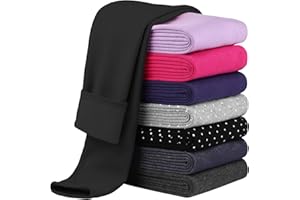 Cooraby Girls Cotton Fleece Lined Leggings Thick Thermal Pants Kids Basic Full Length Tights Winter Warm Clothes