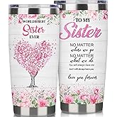 Subvise Sister Tumbler for Sisters Gift -20 oz Coffee Cup Sisters Gifts from Sister/Brother,Ideal Sister Birthday Gift