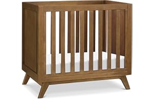 daVinci Otto 3-in-1 Mini Baby Crib with 4 Inch Mattress Included - GREENGUARD Gold Certified - Baby Crib Convertible to Toddler Bed & Daybed - 4 Adjustable Mattress Heights - Easy to Assemble - Walnut