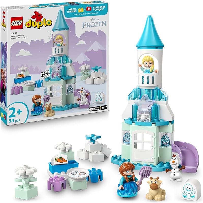 DUPLO │ Disney Annas und Elsas Party im Eispalast - Frozen Spielzeug mit ELSA Figur, Lichtstein & Zubehör - Kleinkinder Motorikspielzeug ab 2 Jahren - Minifiguren für Mädchen und Jungen - 10455 — Foto 1 von 8