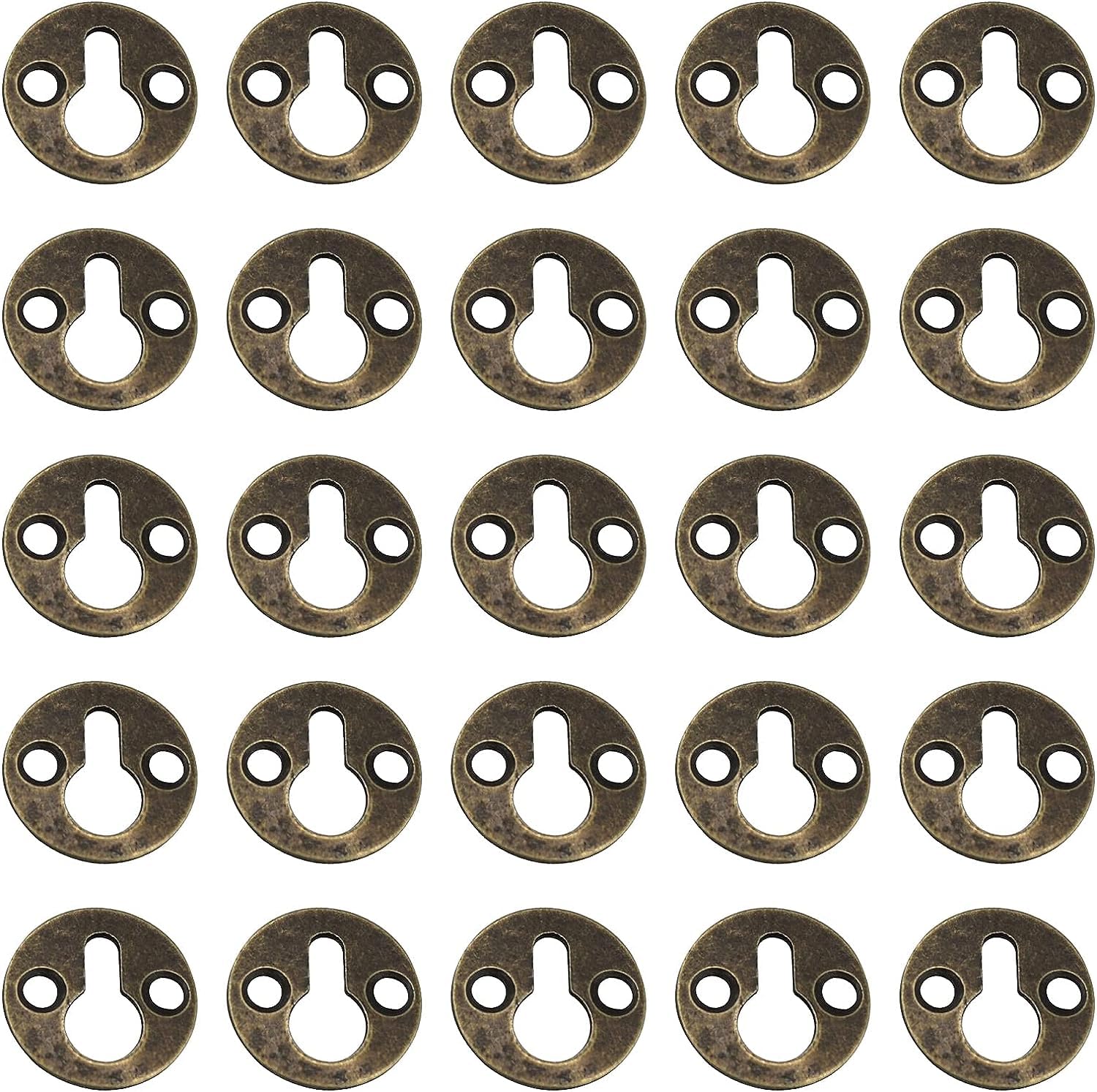 NTHAILVER 60 Pcs Metal Round Type Keyhole Shelf Brackets Hanging Picture Frame Hangers for Picture Frame Hanging Bronze Tone