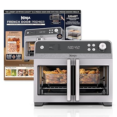 Ninja | French Door Premier | Air Fryer, Convection Oven, Toaster | 5-qt Air Fry Basket, Sheet Pan, Wire Rack, Broil Rack | PFAS-free Cooking Surface, Dishwasher-safe Accessories | FO101 (NEW)