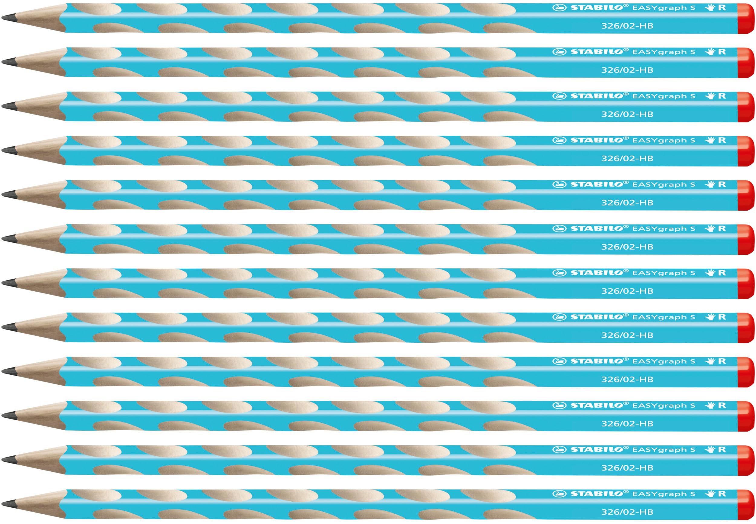 STABILO EASYgraph S - Thin Ergonomic Graphite Pencil - Right-Handed - Pack of 12 - Blue - Degree HB