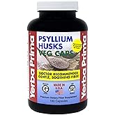 Yerba Prima Psyllium Husks, 180 Veg Capsules (625mg) - Vegan, Non-GMO, Gluten Free, Colon Cleanser, Daily Fiber Supplement for Gut Health & Regularity