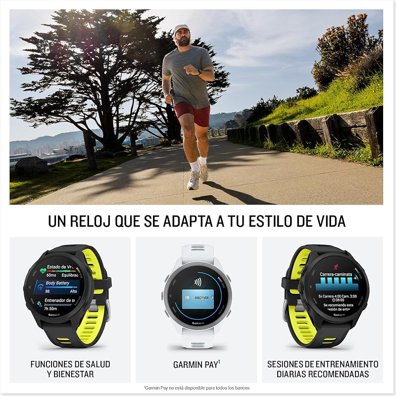 Forerunner 170 Reloj Inteligente para Correr con GPS, Pantalla Táctil AMOLED, Métricas Optimizadas, Planes y Estado del Entrenamiento, Estado de Salud, Pay, Autonomía de 10 Días, Blanco