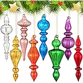Mifoci 8 Pcs 6 Inch Mercury Glass Finial Christmas Ornaments Hanging Christmas Finials Glass Ornaments Assorted Mercury Decor for Vintage Holiday Xmas Tree Decoration(Mixed Color)