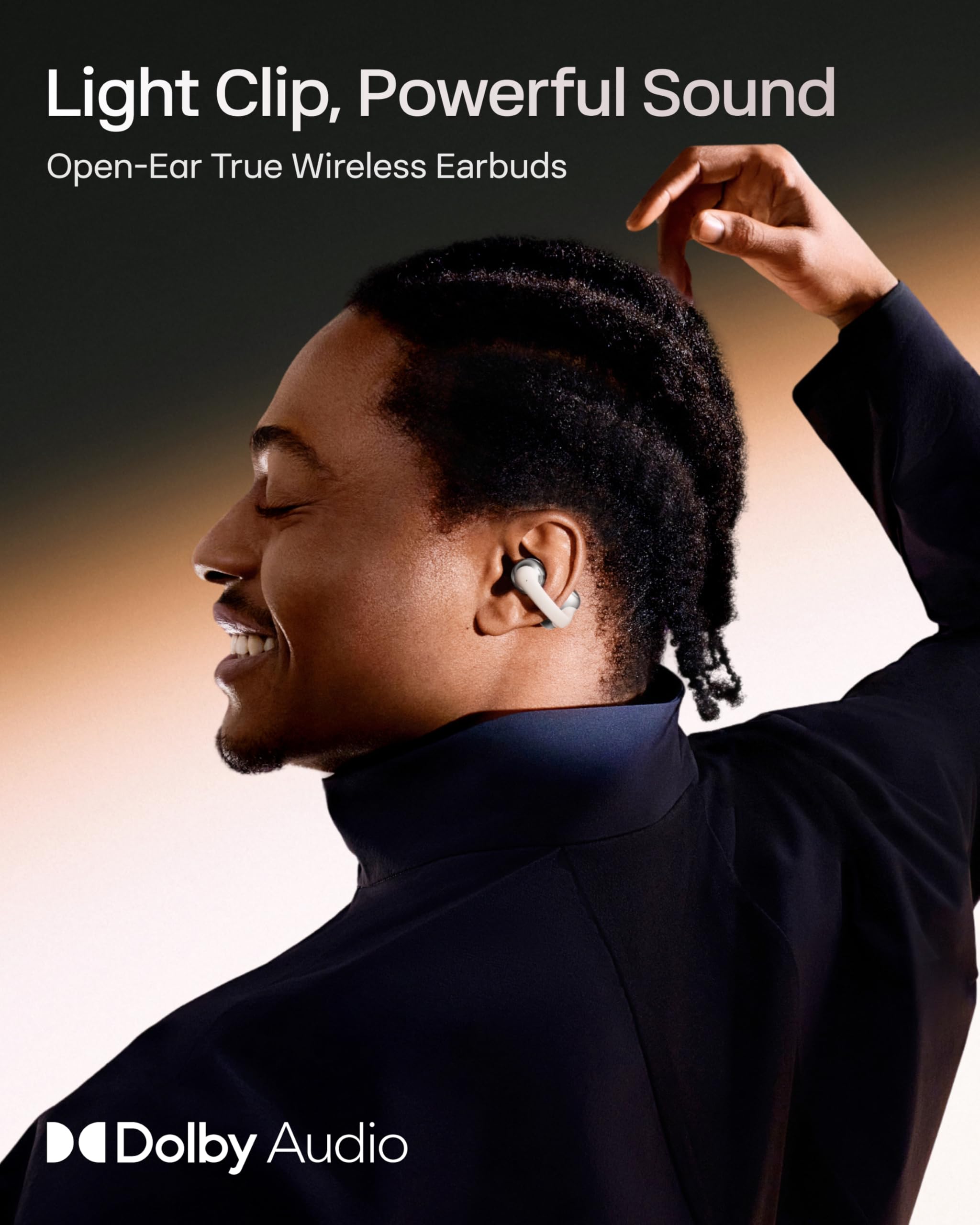 SHOKZ OpenDots ONE-Open-Ear Headphones, Clip-On Earbuds-Wireless Bluetooth Earbuds with Microphone-Secure, Lightweight, Comfort-Premium Dolby Audio-Water Resistant-Fast Charging-Up to 40 hrs Playtime