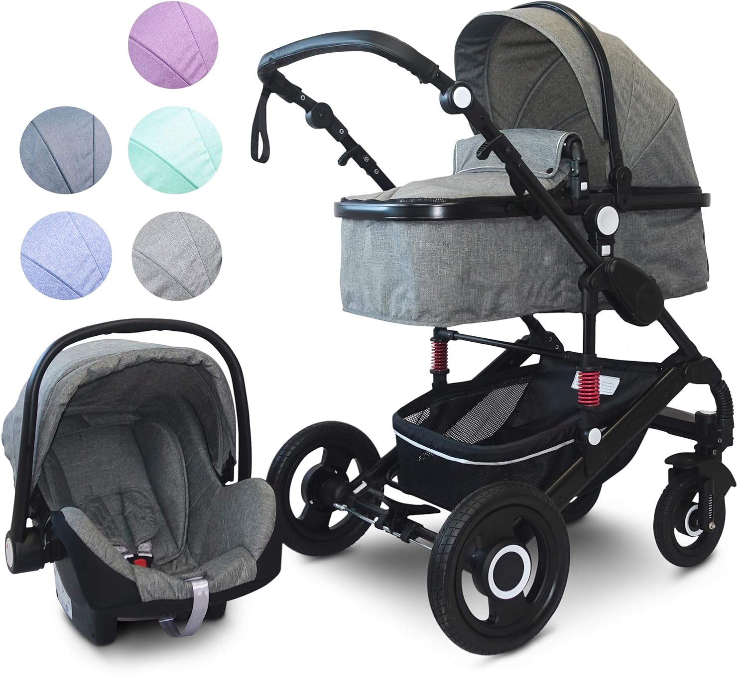 VCM Kombi - Kinderwagen, Babywagen 2in1 oder 3in1&#34;VCK Kidax&#34; 3in1 - mit Babyschale: Marine