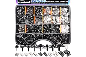 mxuteuk 260PCS U-Nut Clips & Automotive Body Fender Bolts Kit,for Most Cars Fender,Engine Undertray Cover, Engine Cover & Bumper Fender Liner
