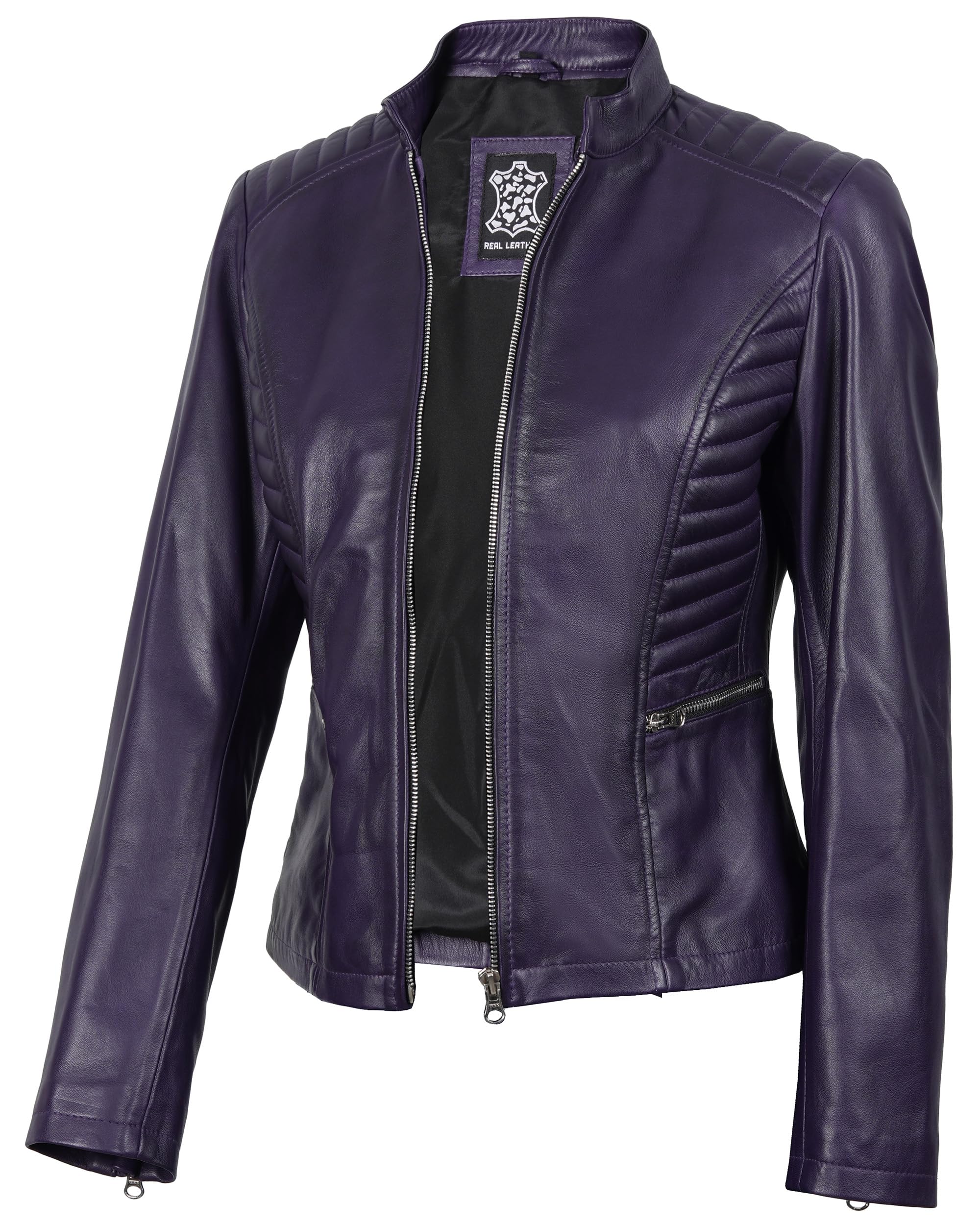 Decrum Purple Womens Leather Jacket - Leather