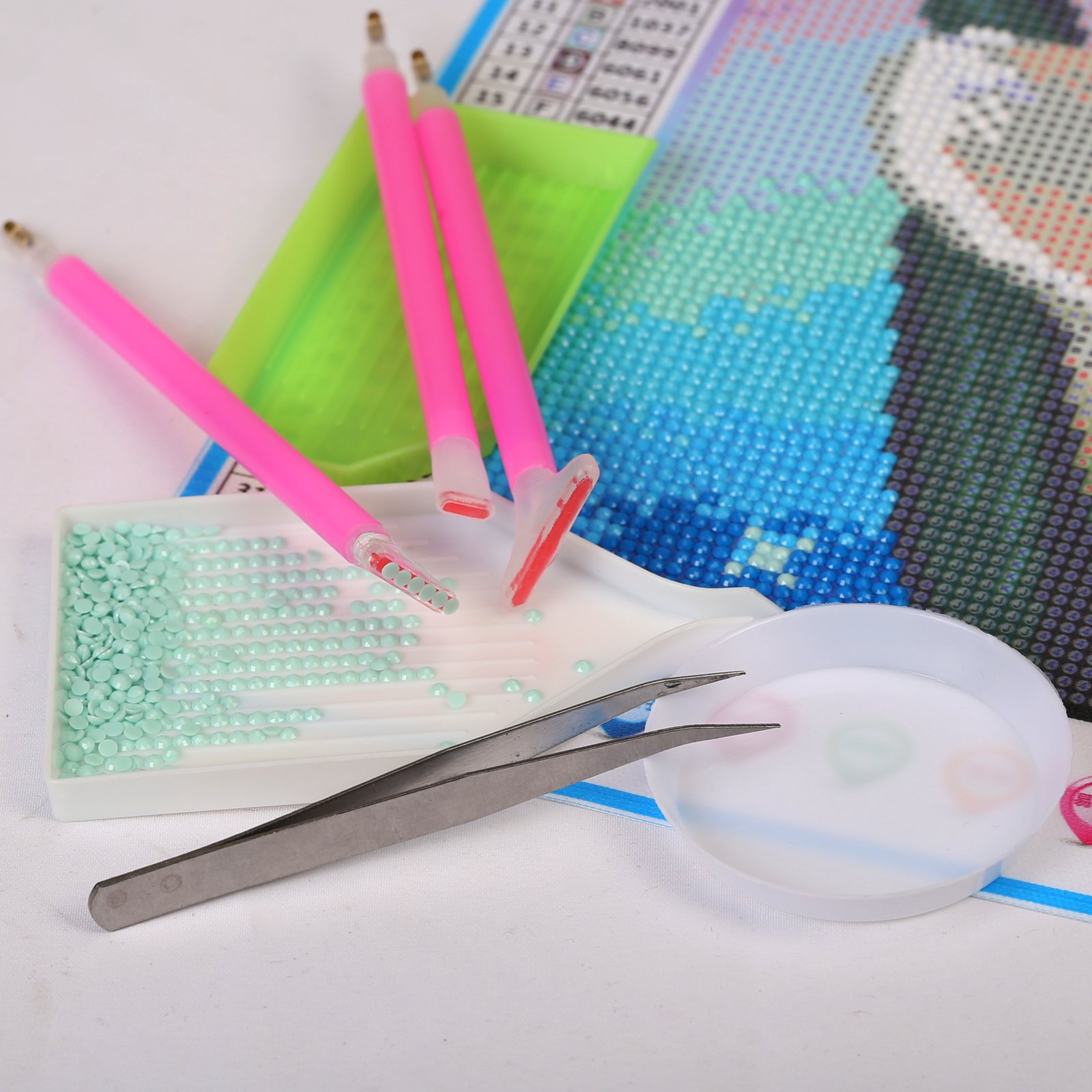 Diamond Painting Kit SEELOK 111 Pcs DIY Cross Stitch Tools Set Embroidery Sewing Accessories with Quick Point Pen,Glue,Plastic Tray,Tweezers,Bags and Storage Box for Adult or Kids