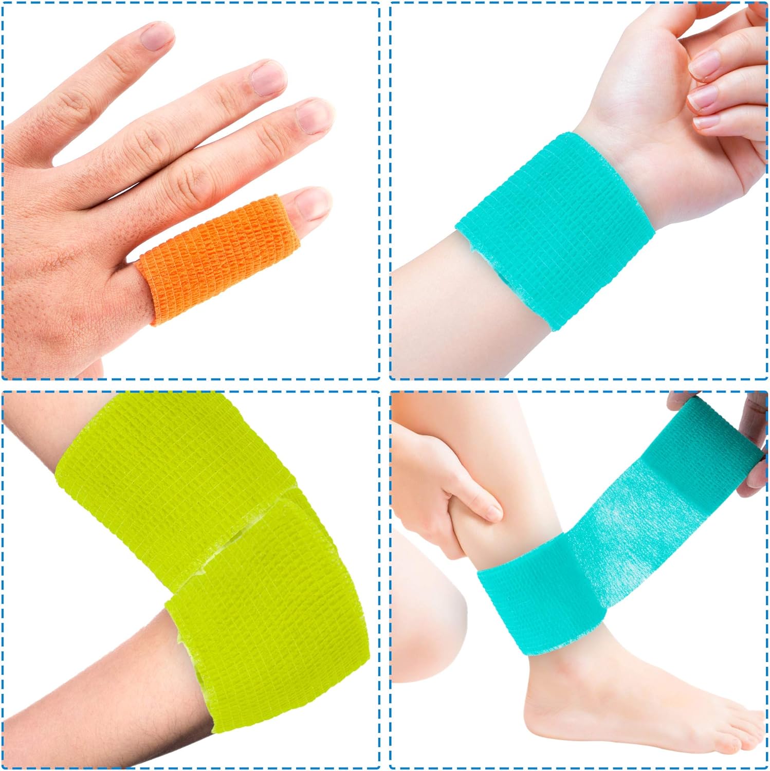 18 Pack Self Adherent Cohesive Wrap Bandages 2 Inches X 5 Yards,Self Adhesive Bandage,First Aid Tape,Elastic Self Adhesive Tape,Athletic,Sports wrap Tape,Bandages Wrap for Sports,Wrist,Ankle,18colors: Health & Personal Care