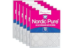 Nordic Pure 16x25x1 (Actual Size: 15 1/2 x 24 1/2 x 3/4) Tru Mini Pleat MERV 12 AC Furnace Air Filters – 2.5X More Media for Longer-Lasting, High-Efficiency Filtration - 6 Pack