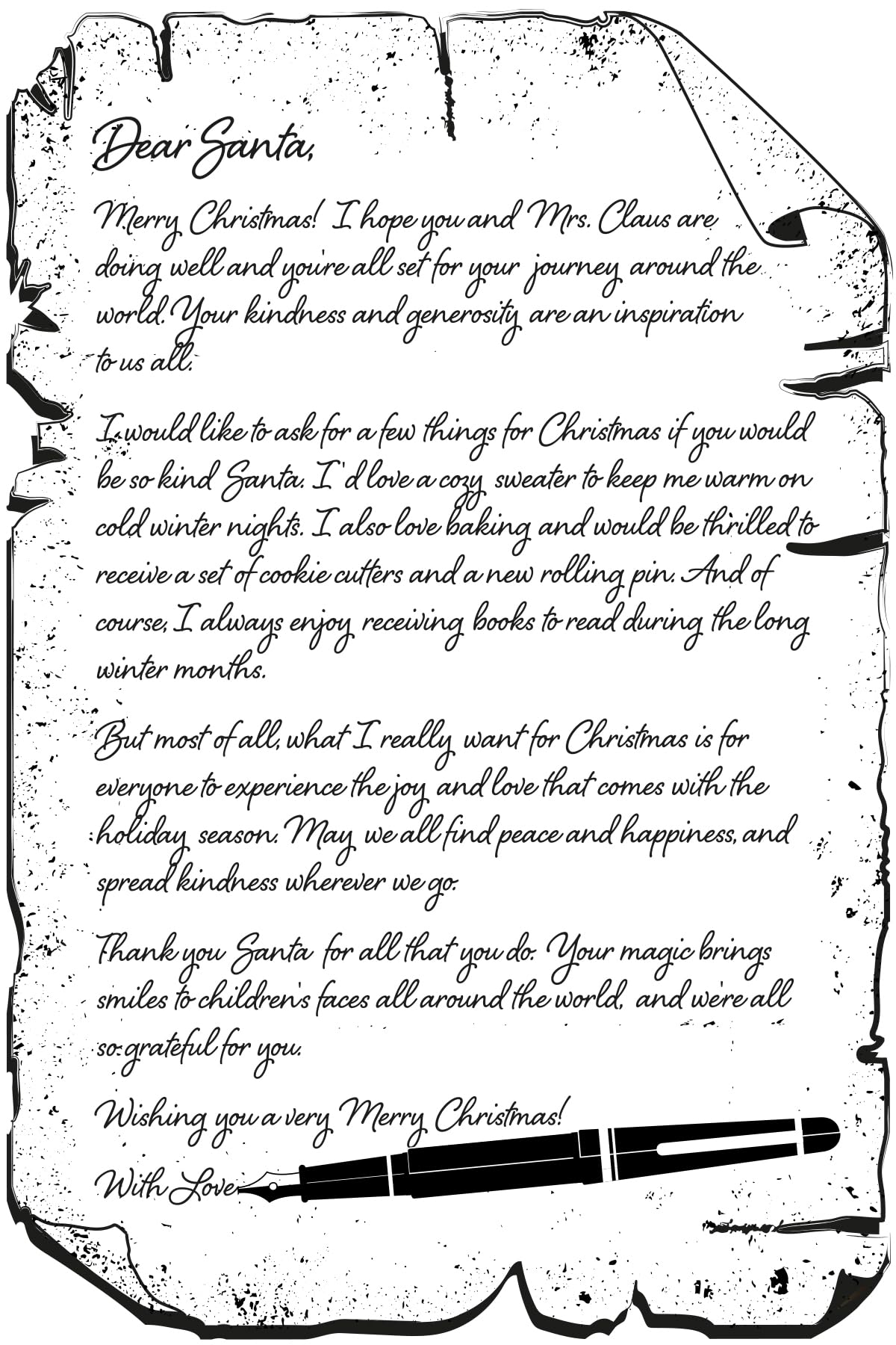 Creative Expressions Pre Cut Rubber Stamp-Letter to Santa, Grey, 4 x 6 inches