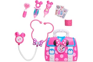 Disney Junior Minnie Mouse Bow-Care 8-Piece Doctor Kit for Toddlers Ages 3-5, Lights and Sounds Stethescope, Officially Licen