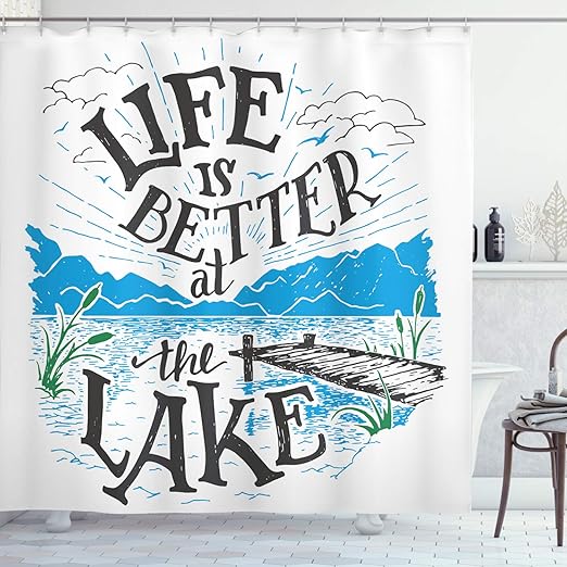 Amazon Com Ambesonne Cabin Decor Shower Curtain By Life Is