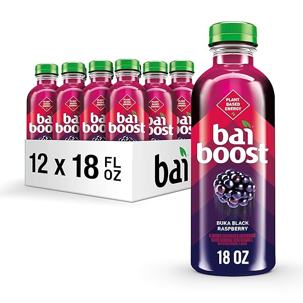 BAI BOOST BUKA BLACK RASPBERRY, ANTIOXIDANT INFUSED BEVERAGE, 18 FL OZ BOTTLE (PACK OF 12)