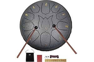JYTMUS Steel Tongue Drum 11 Notes 6 Inches Steel Drum with Drum Bag, Music Book, Drum Mallets, Mallet Holder, Finger Picks and Stickers Tongue Drum for Yoga, Meditation, Prenatal Music Education