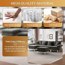 Wrofly U-Shaped Sectional Sofa Couch, 114" Comfy