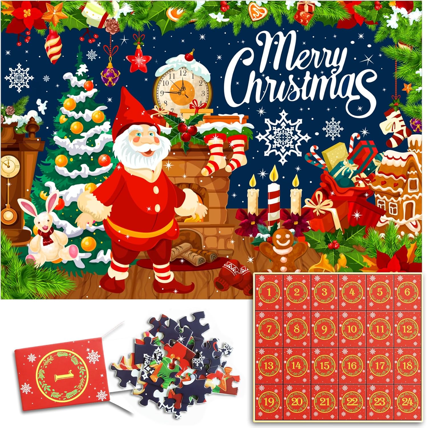 Advent Calendars - ZMLM Advent Calendar 2023 Christmas Jigsaw Puzzles: Christmas Holiday Puzzles for Kids Adults - 480 Pieces Jigsaw Puzzles for Girls Boys Christmas Gift Toy 24 Parts Christmas Puzzles(27.5 X 19.7 Inch)