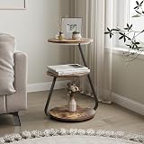 ARTETHYS Side Table Round 3-Tier Shelves with 3 LED Colors Rustic Brown view 3