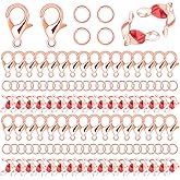 1350 Pieces Jewelry Making Accessories Set Includes 800 Pieces Open Jump Ring Connectors 400 Pieces Bead Tips Knot Covers and 150 Pieces Lobster Claw Clasps for Jewelry Making DIY Bracelet (Rose Gold)