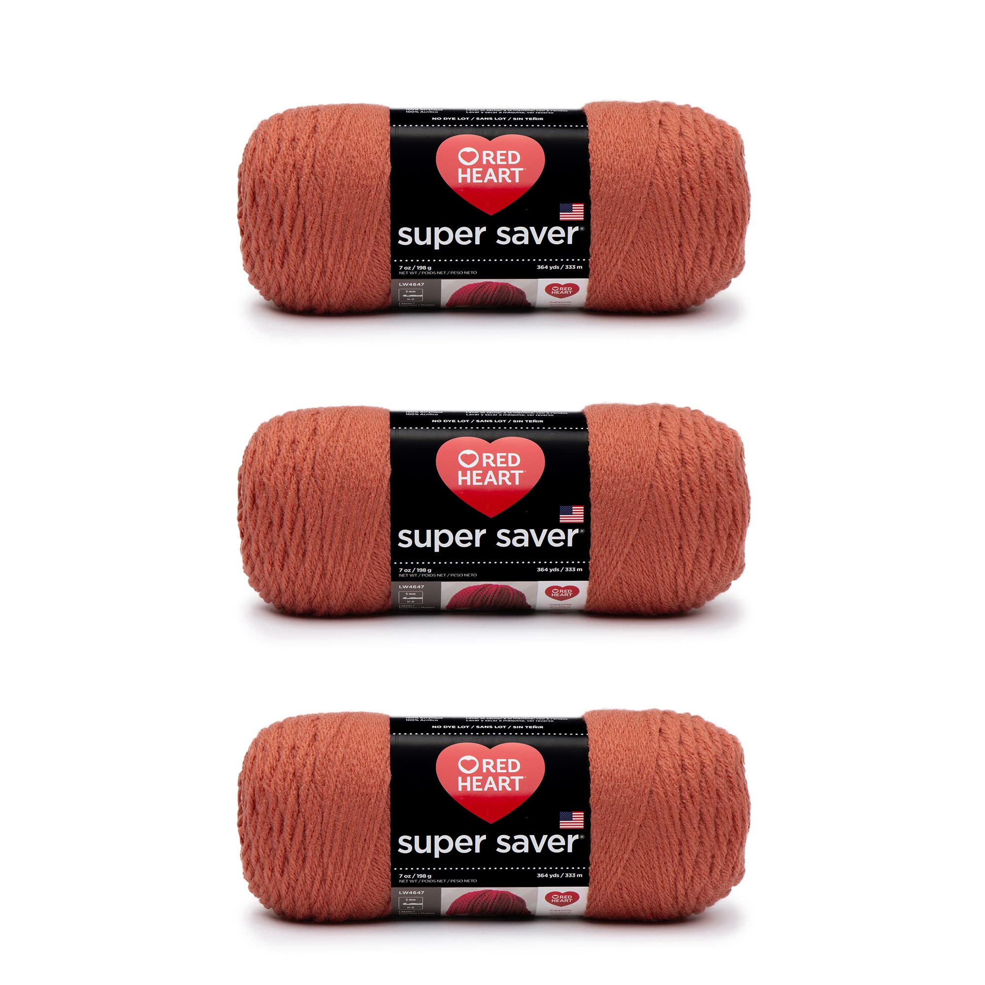 Red Heart Super Saver Pack of 3 - Coral - 7oz/198g - Acrylic - 4 Medium (Worsted) - 364 Yards - Knitting, Crocheting, Crafts & Amigurumi — image 1