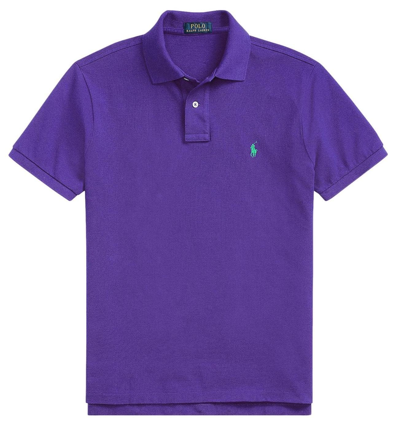 Photo 1 of Polo RL Men's Custom Slim Fit Mesh Pony Shirt-Dark Purple-Medium