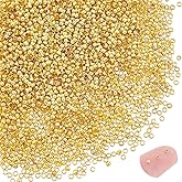 UNICRAFTALE About 5000Pcs Round Crimp Beads 1.5mm Golden Spacer Beads 0.5mm Hole Tiny Metal Beads DIY Bracelet Crimp Beads Metal Beads for DIY Bracelet Necklace Jewelry Making