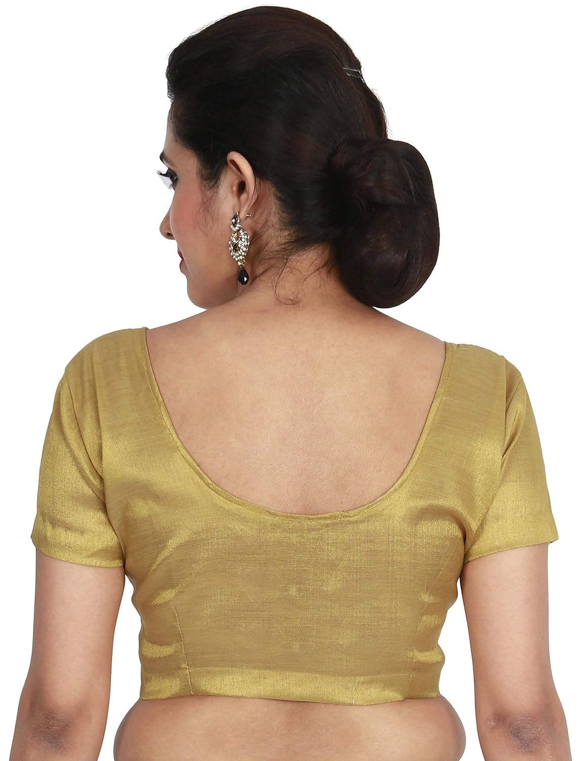 jisb stitched readymade tissue blouse, golden color