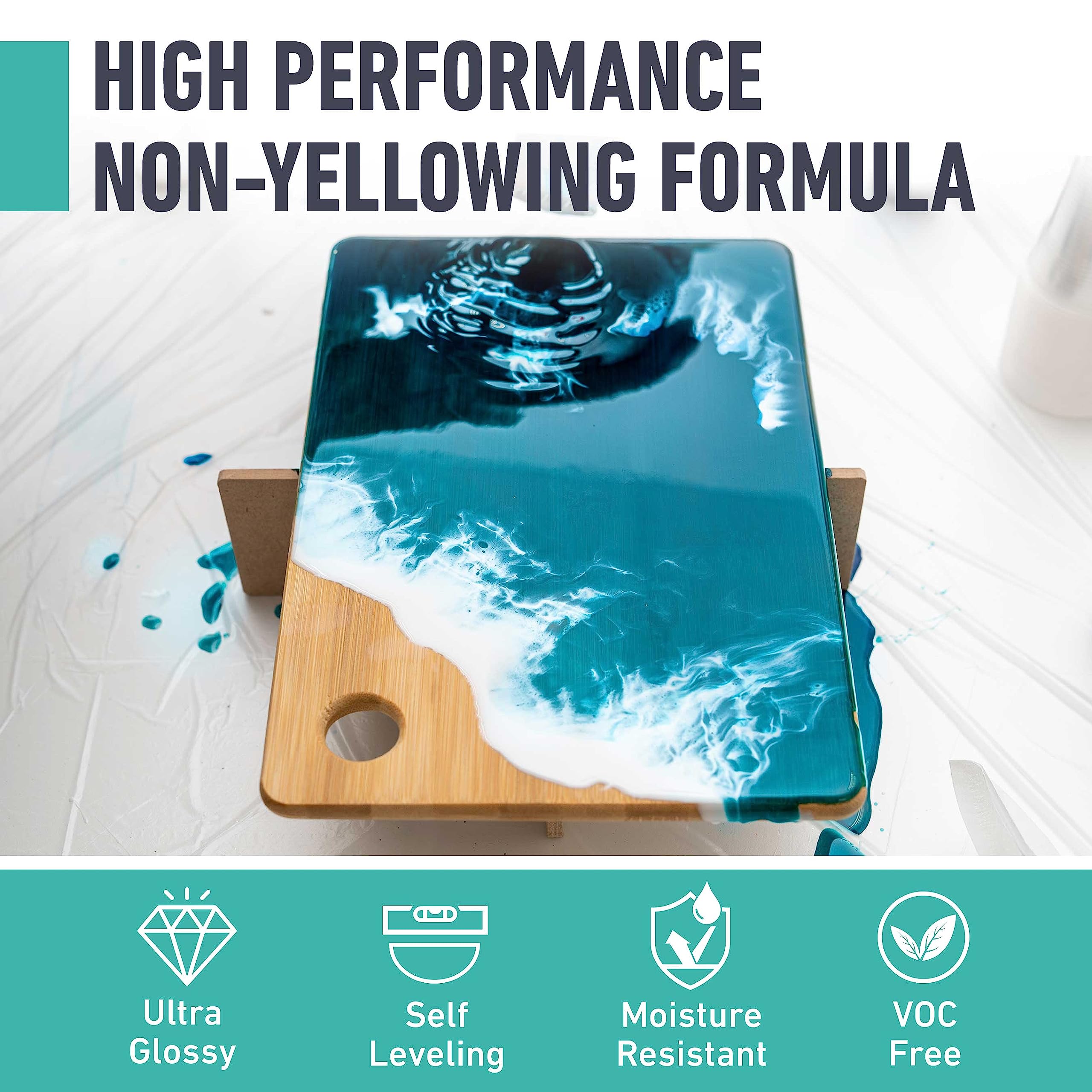 Epoxy Resin 2 Gallon Kit, High-Performance Table Top Epoxy Resin, Self-Leveling, Minimal Bubbles, Clear, Glossy, UV Resistant, Perfect for Table Tops, Crafts. DIY & Pro Number 1 Choice