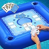 DIMROM Floating Table for Pool with Cup Holders &ndash; Adult Pool Games with Waterproof Cards &ndash; Pool Float Games &ndash; Perfect for Party, Snacks, Drinks, Hot Tub &amp; Summer Fun