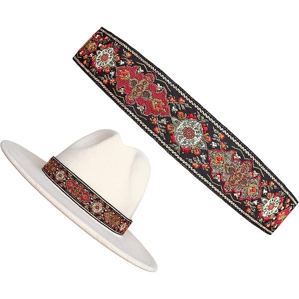 5942 Cream, Brown Hat Band, Adjustable Cowboy Hatbands, For Women And Men Amazon.com: FadikAccessories Cream, Brown Hat Band  main image 4